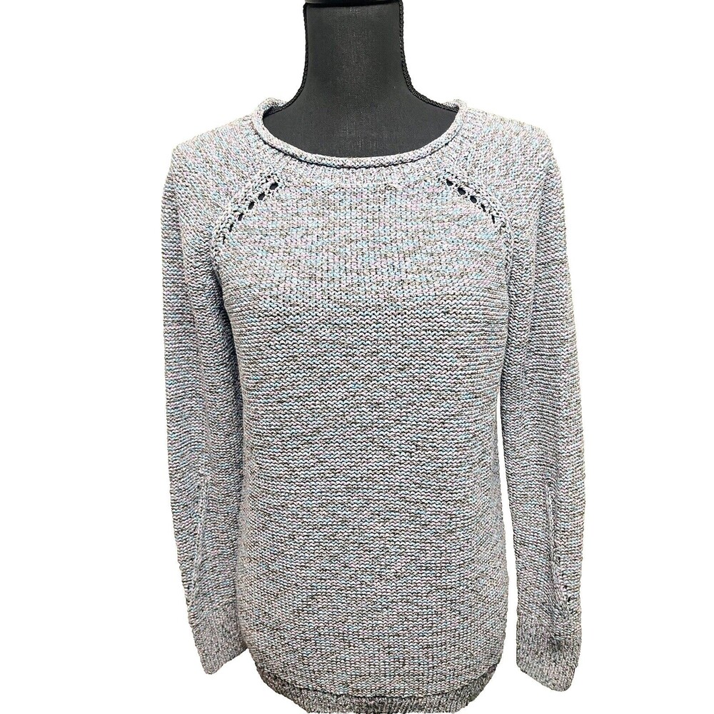 Talbots Women's Sweater Gray‎ with Shades of Blue /Pink Roll Neck  Size Medium